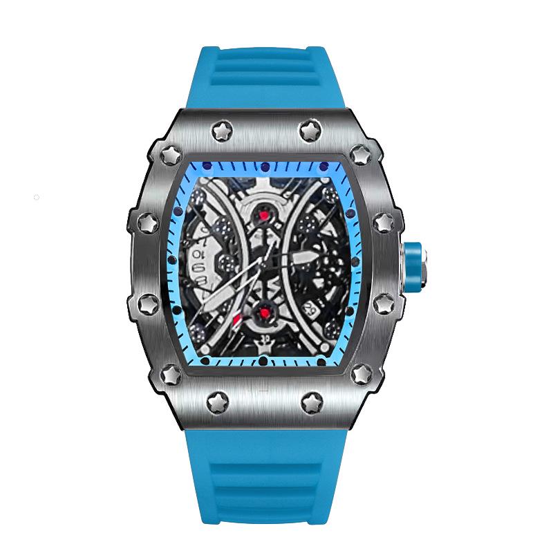 ZIDO Men's Luminous Waterproof Tonneau Quartz Skeleton Watch 1704