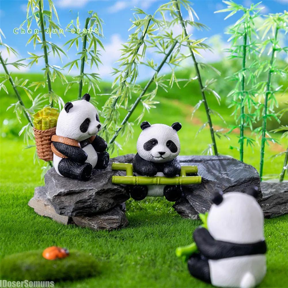 8 шт. микропейзаж милый бамбуковый панда кукла автомобиль декоративный набор комната — фото 5