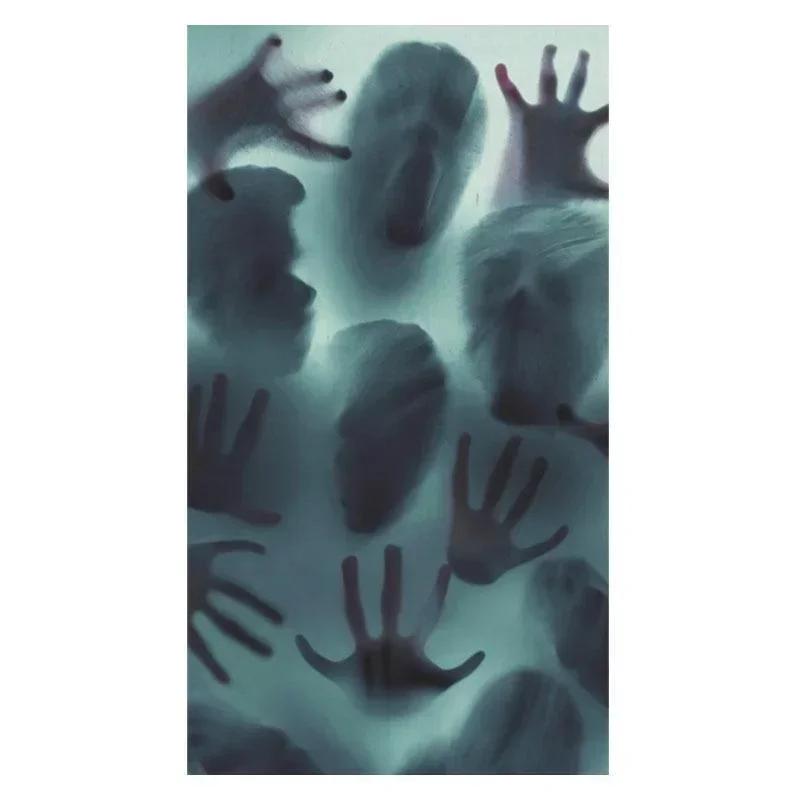 Horror Glass Window Stickers Halloween Theme Party Horror Haunted House Wall Stickers Decorative Props Holiday Party Accessories
