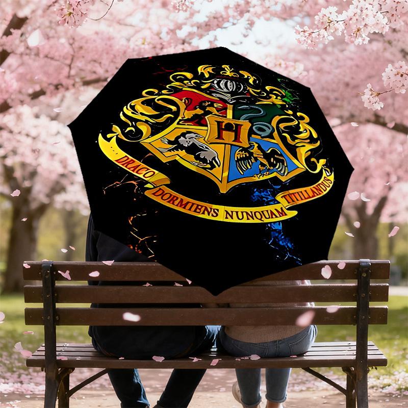 1PC Hogwarts Crest Umbrella-8-Rib Reinforced, Automatic Open, Lightweight & Durable, Cute Fashion Accessory for Outdoor, D2673