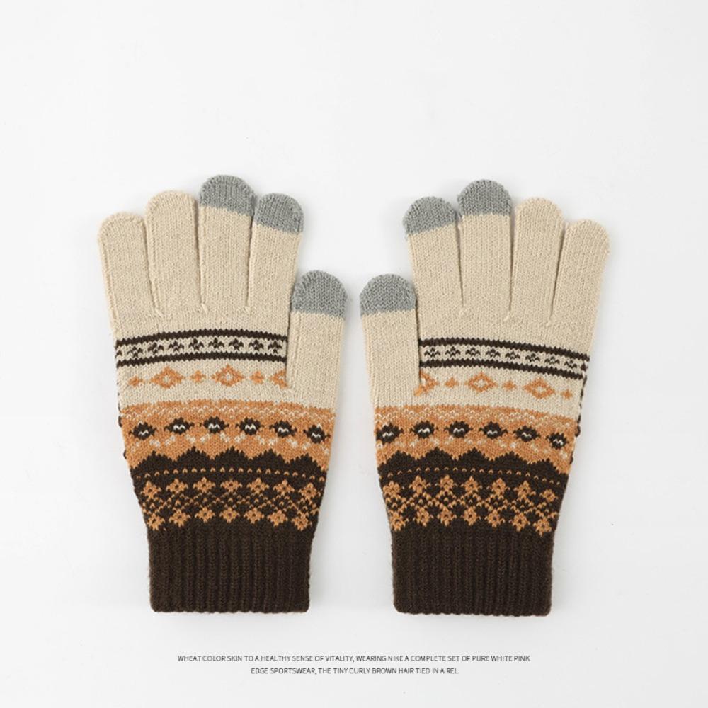 Thick Ethnic Style Gloves Driving Gloves Jacquard Gloves Warm Men Wool Mittens Student