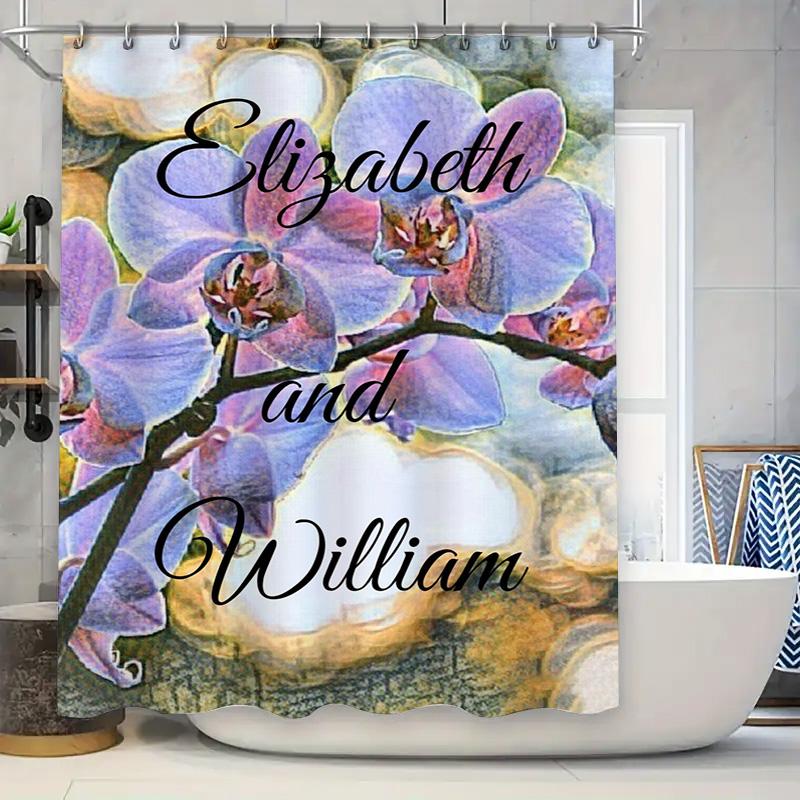 

Colorful Orchid Shower Curtain For Couples Name Decor Bathroom Accessories Customizable Size Available W60H190(CM)-1 Pcs