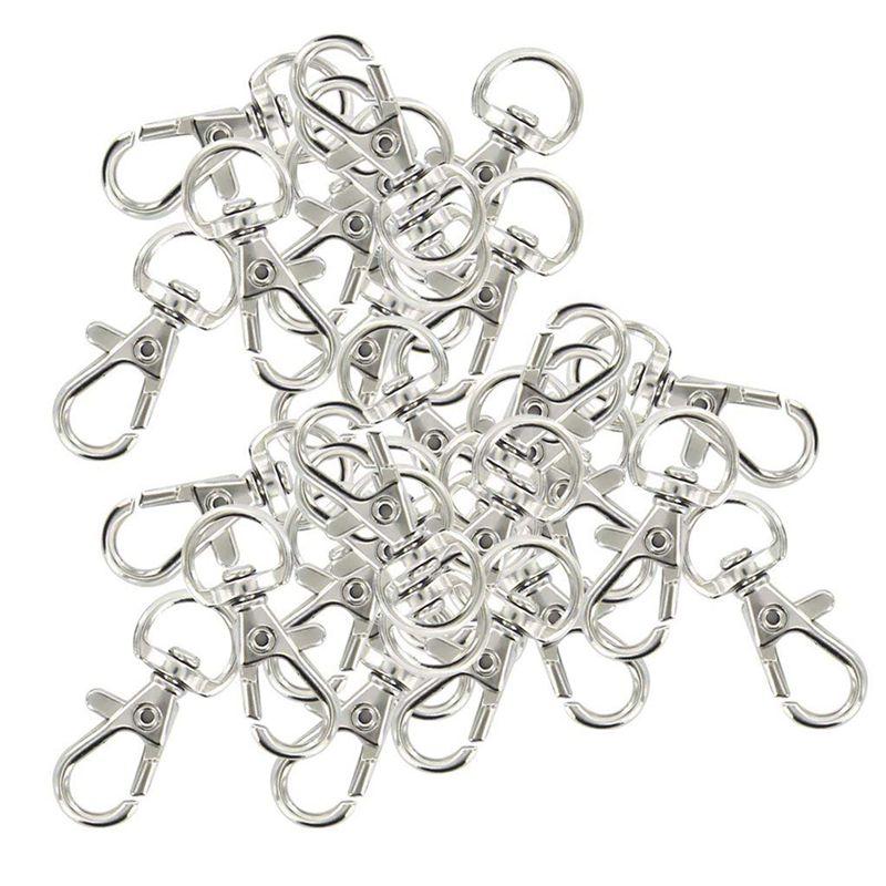 ABUL-180Pcs Swivel Carabiners Keychain Silver Color