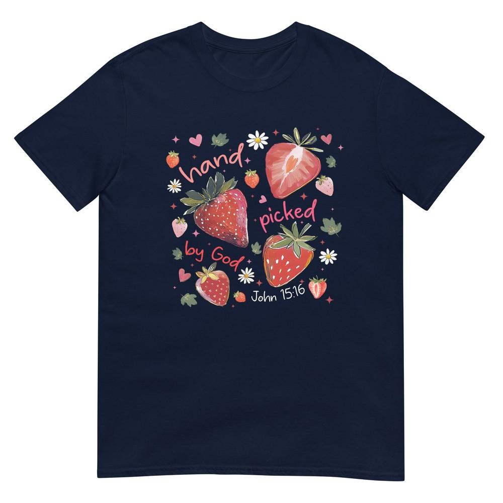 Handpicked By God Strawberry Christian Bible Verse Tshirt S