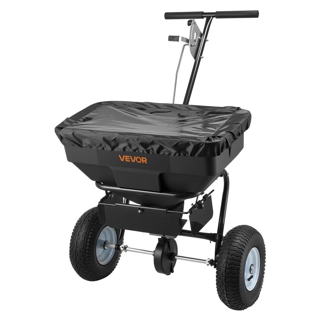 Walk-Behind Spreader, 3.66m Spreading Width, Push Broadcast Spreader with 13" All-Terrain Tires, Adjustable Flow Control, 59kg Capacity Hopper, Lawn