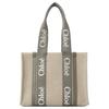 Chloe Woody Logo Leinen-Tragetasche Damen Tragetaschen Grau CHC23-AS383L17-036