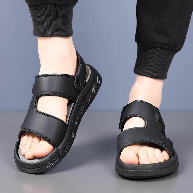Fashion Summer Men's Sandals New Peep-toe Youth Black Slippers Beach Cool Antiskid Walking Shoes Male Casual Shoes Man Luxury Sandals