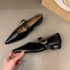 Fashion SUOJIALUN Women Flat Shoes Fashion Pointed Toe Shallow Slip On Ladies Dress Ballet Shoes Flat Heel Ladies Casual Mary Jane Shoes