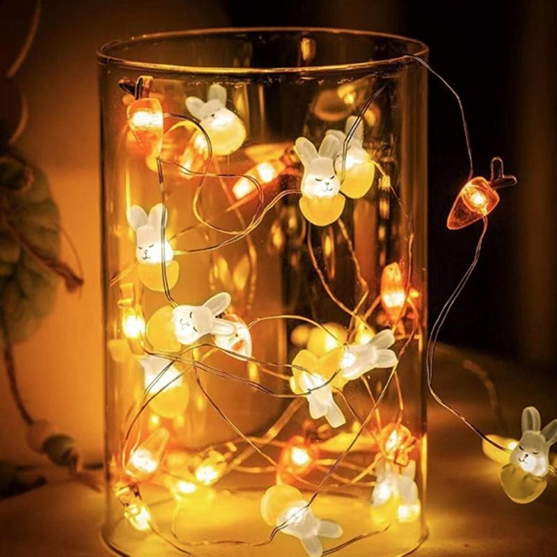 Easter Rabbit Themed LED Lights USB Charging Decorative String Lights for Tabletop Mantels Staircase Festival Decoration