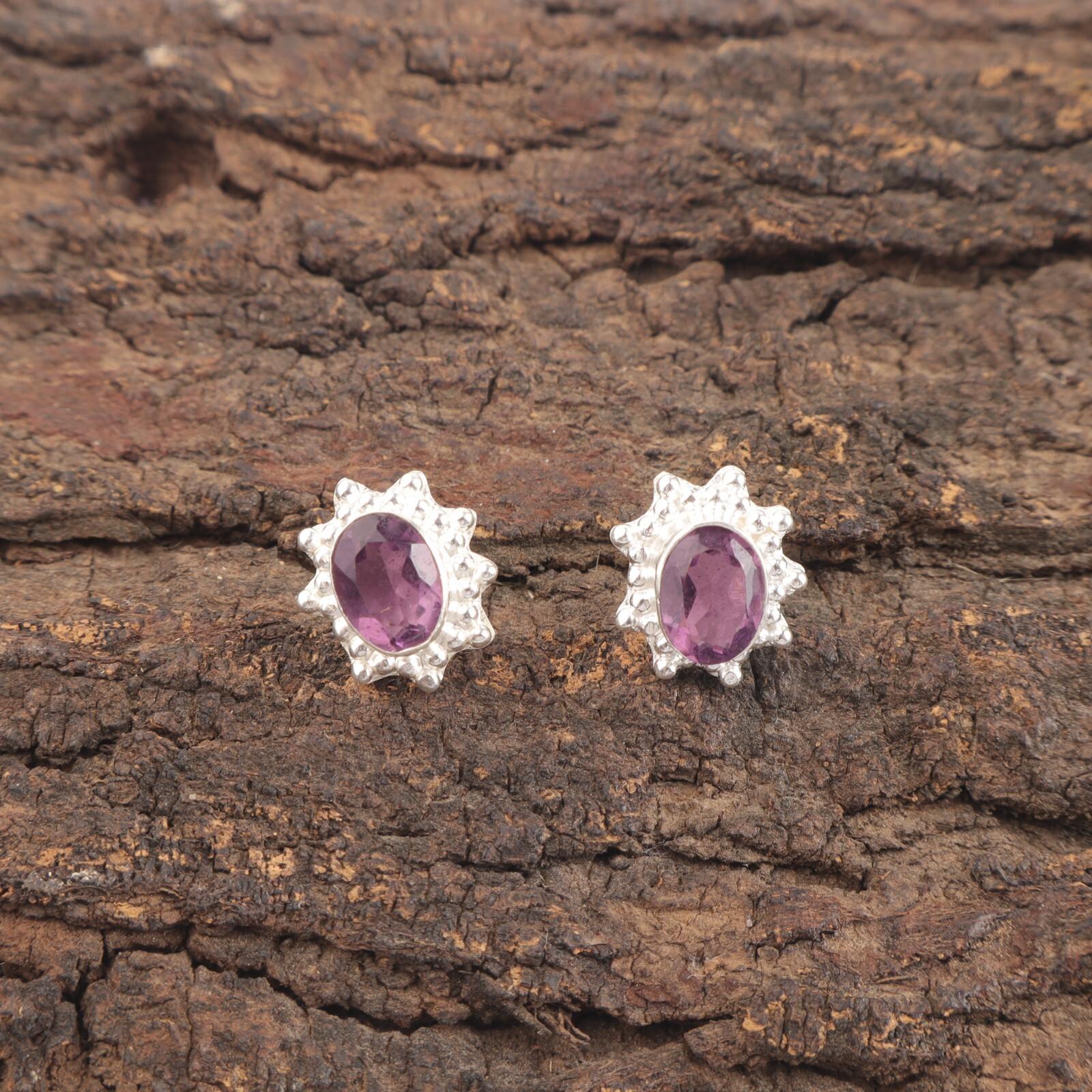 

Ювелирные изделия из стерлингового серебра 925 пробы, серьги ручной работы с аметистом, 0,54 дюйма, для подарка EE-151-6