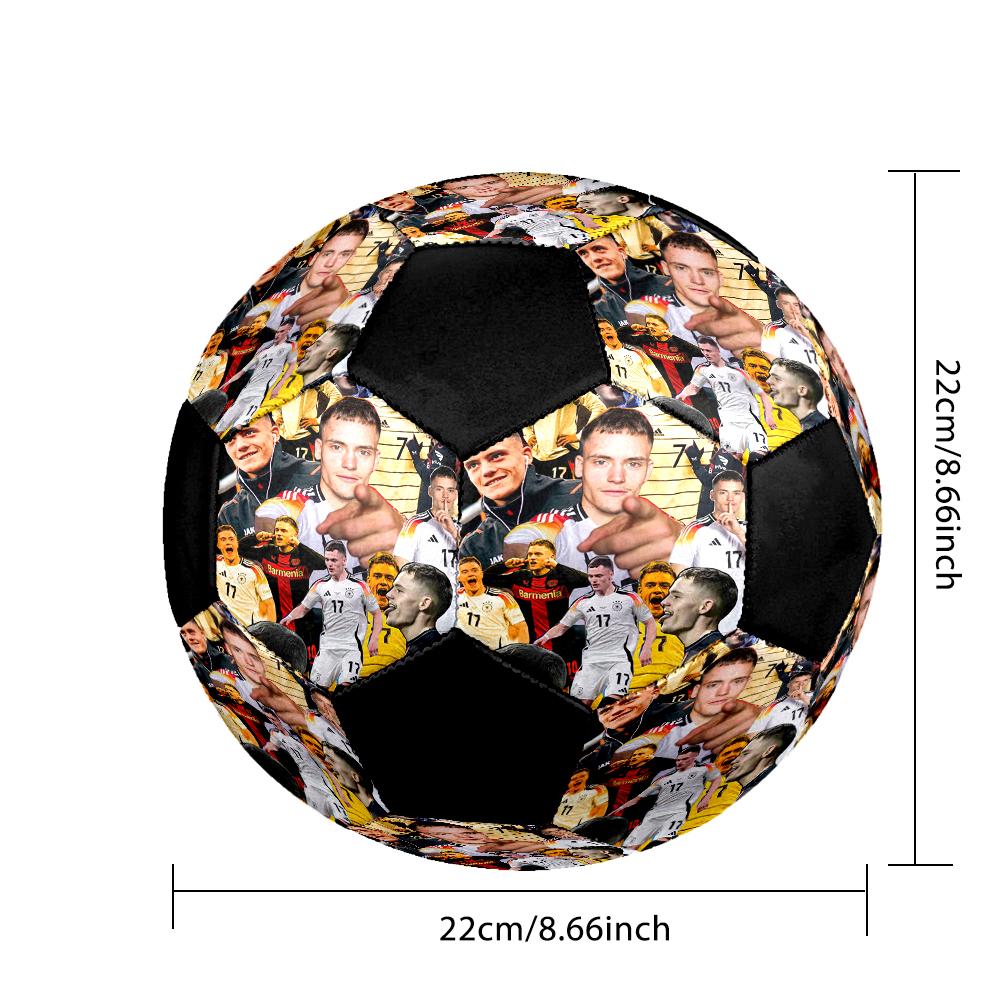 Florian Wirtz Indoor Soccer Ball Colorful Machine Stitched PVC Size 5 Team Training Competition Ready Durable High-Bounce Cool Sports Gift