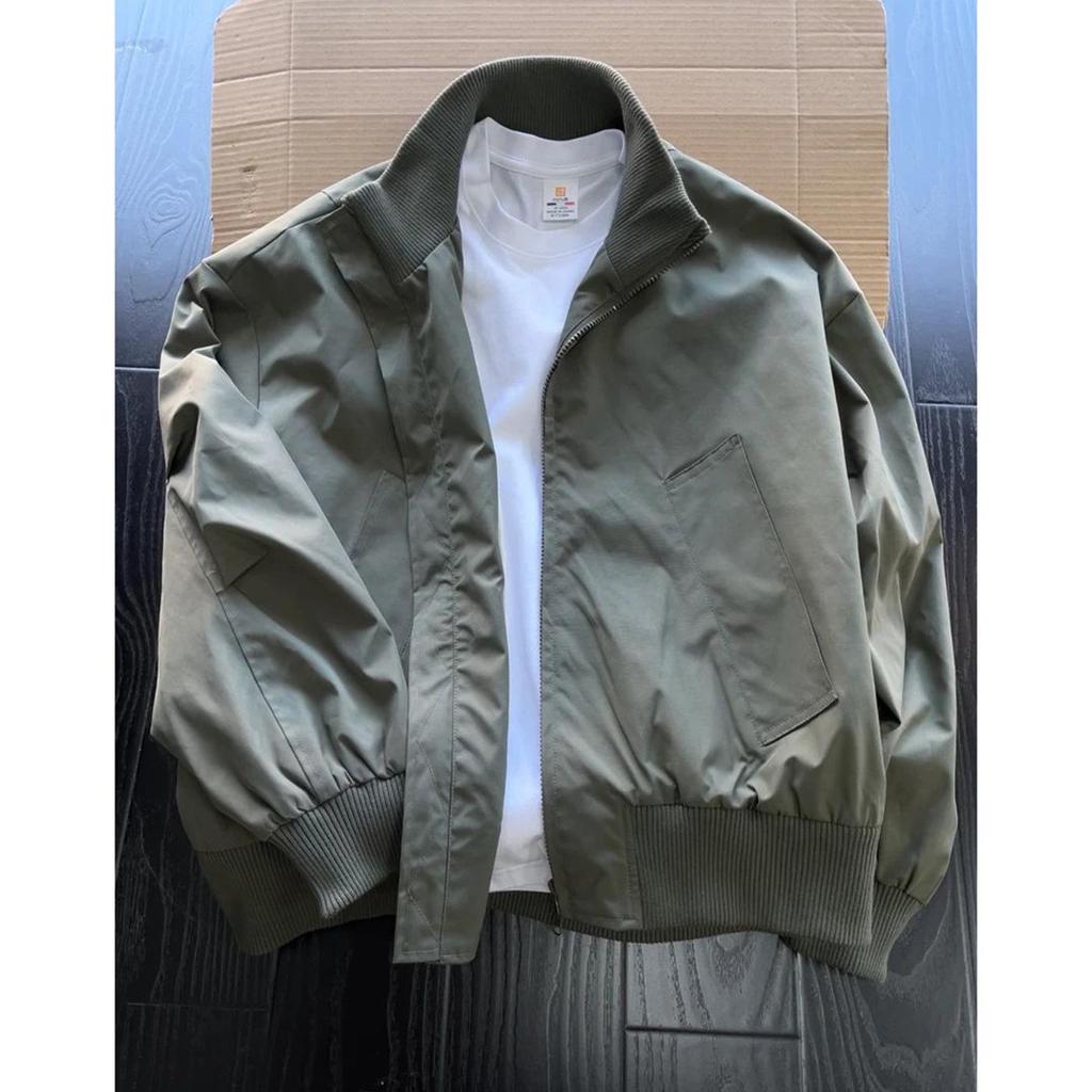 Men's Stand-Up Collar Bomber Jacket - Spring/Autumn Cleanfit Silhouette with High Street Baseball Style.