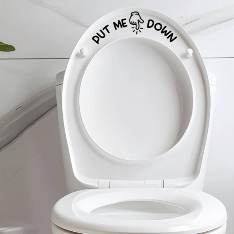 2Pcs Funny Toilet Sticker PUT ME DOWN with Hand Gesture Vinyl Removable Decal for Bathroom Home Decor Gift Idea Playful Design