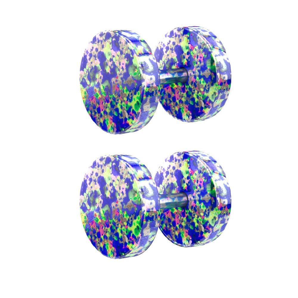 2pcs 16G Colorful Stainless Steel Round Stud Earrings For Women Dumbbell Piercing Earrings Men Punk Jewelry 8mm 10mm