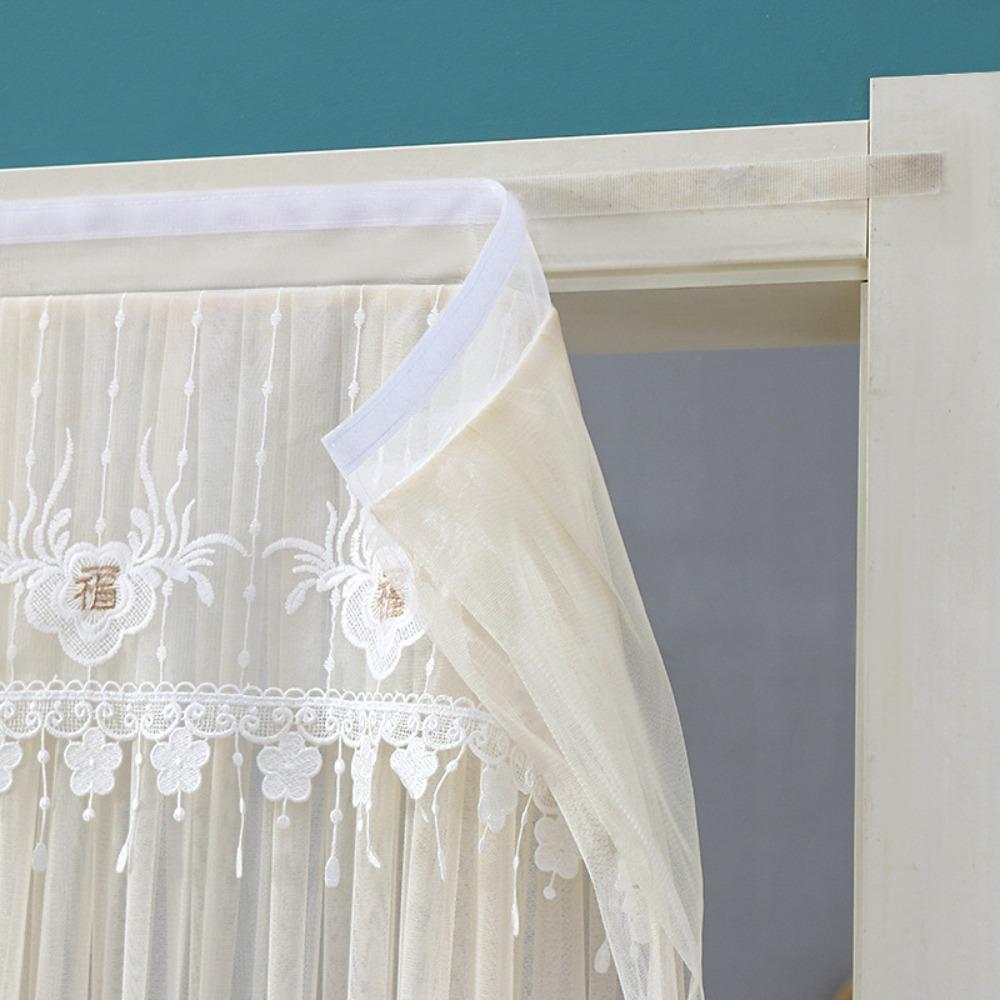 Breathable Lace Sheer Door Curtain Embroidered Door Drape Anti-mosquito Door Curtain  Summer