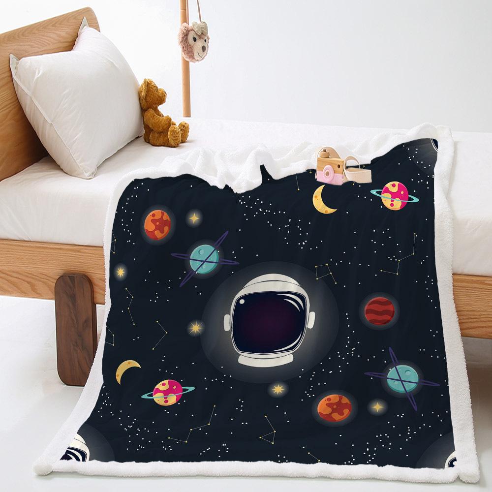 Car Moon Planet Thickened Lamb Fleece Crystal Fleece Blanket Cover Blanket