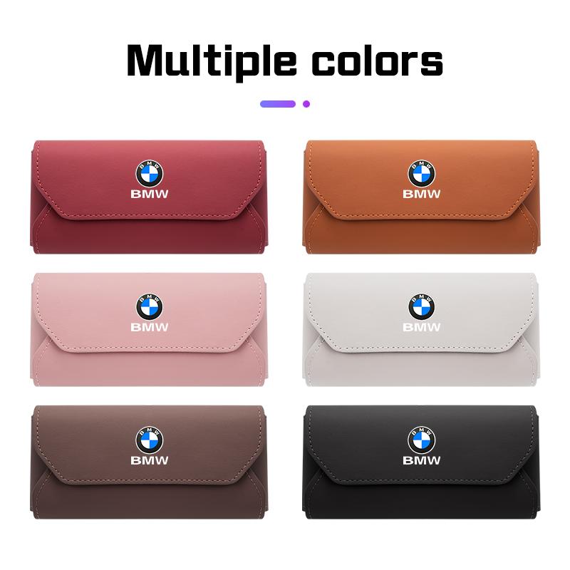 Leather Car Visor Glasses Case For BMW X1 X2X3X5X4 X6 X7 1 3 5 7 Series F48 E70 E90 G20 G30 I7 Sunglasses Box Eyeglasses Storage