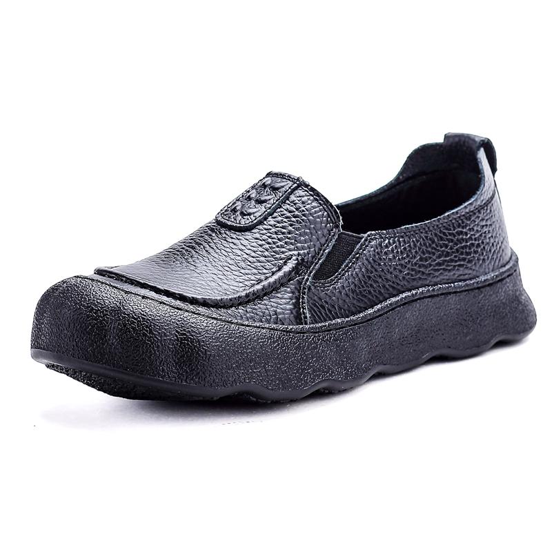 New Women's Loafers Shoe Antislip Retro Genuine Leather Shoes Women Comfortable Female Boat Shoes Spring and Autumn