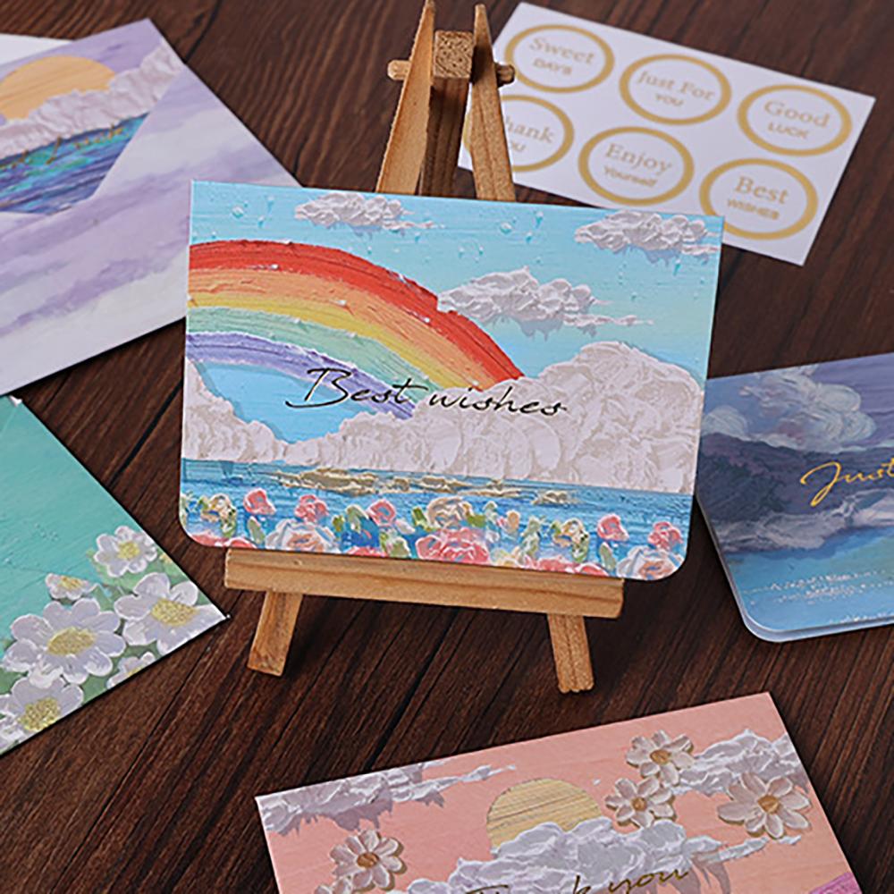 Oil painting greeting card, high-end feeling holiday greeting card, envelope, DIY gift decoration, message card, cardboard