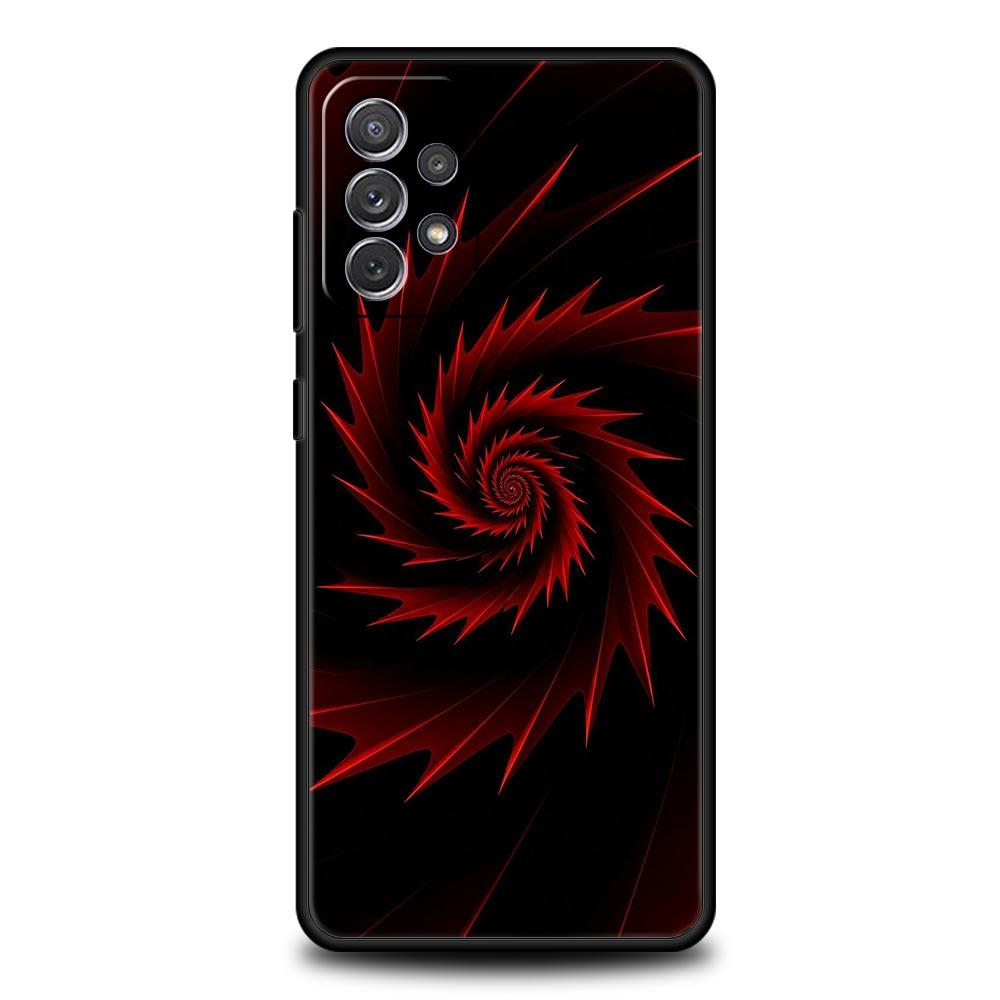 Black Red Ripple Art Phone Case for Samsung Galaxy A55 A35 A17 A07 A15 A13 A25 A51 A71 A72 A73 A32 A52 A52S A41 Soft TPU Shell