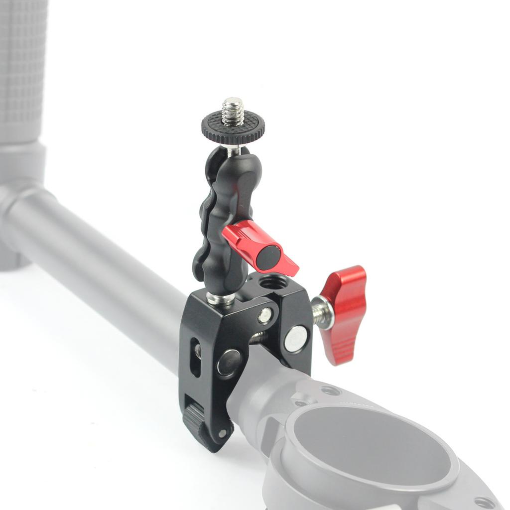 Metal Super Clamp with Double Ball Head Magic Arm Clamp 1/4'' 3/8'' Hole for Phone Video Mount Camera Monitor LED Light Mic