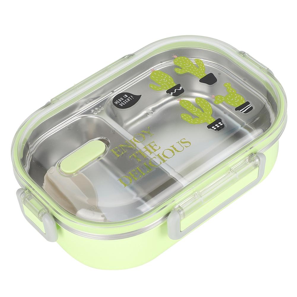 Portable 304 Stainless Steel 650ML Bento Box Leakproof Food Container for Students KidsGreen