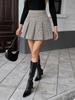 2026 Spring/Summer Women's Plaid Pleated Zipper Skirt - Casual Minimalist School Style