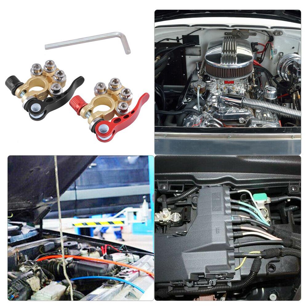 12V Quick Release Terminal Connectors Clip Positive & Negative Auto Car Top Post Battery Terminals Connection Kit for Auto Boat