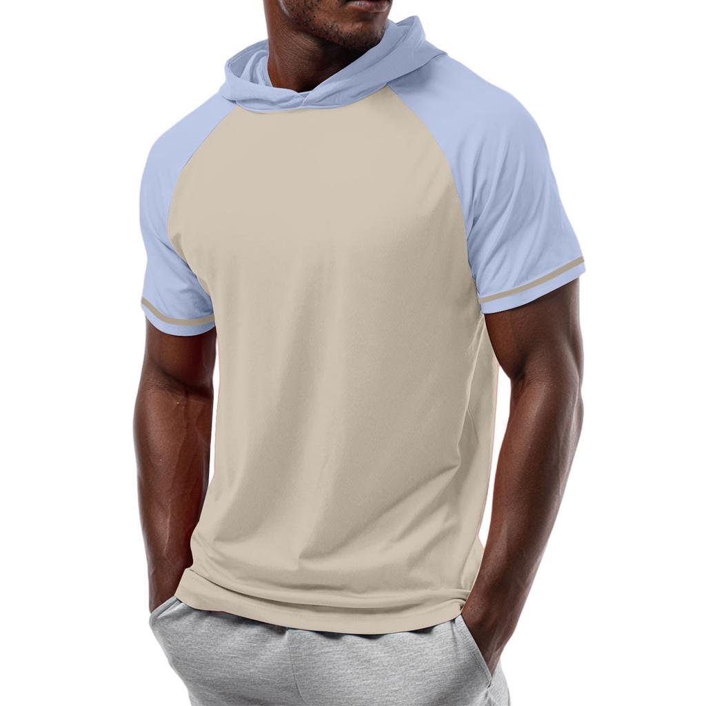 Men's Straight Shoulder Short-sleeved Hoodie T-shirt Sweatshirt