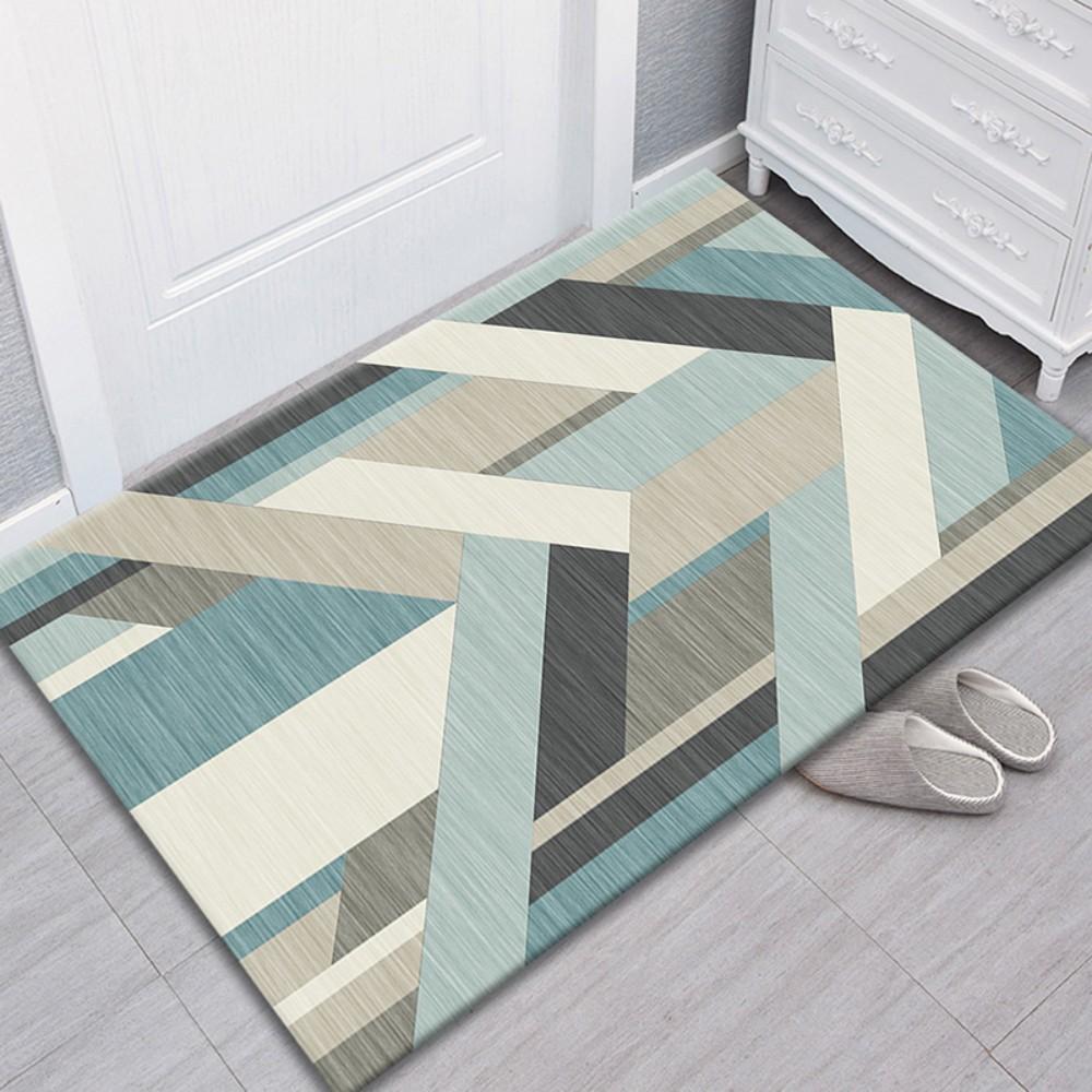 VIKAMA Modern Geometric Bathroom Mat Set Absorbent Non Slip Anti Splash Stain Resistant Easy Clean Home Decor Accessories