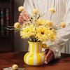 Colorful Stripes Creative Ceramic Vase Plant Pots Table Decoration Ornaments Flower Arrangement Floral Vase Room Aesthetic Decor