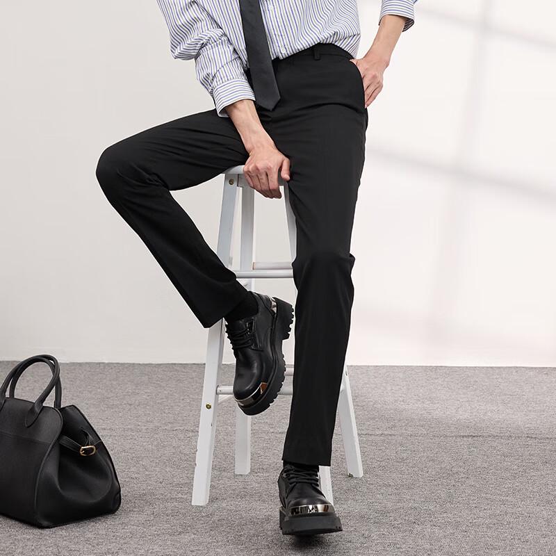 Men's Straight Fit Fleece-Lined Suit Pants