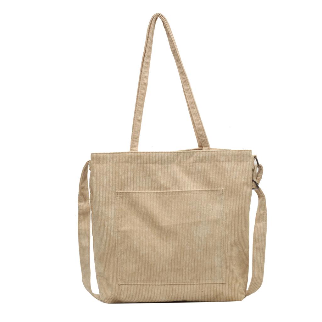 Large Capacity Simple Casual Corduroy Shoulder Crossbody Tote Handbag For Daily Use