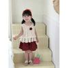 Sommer-Baby-Mädchen-Outfit im koreanischen Stil mit Polkadots - Rotes zweiteiliges Set