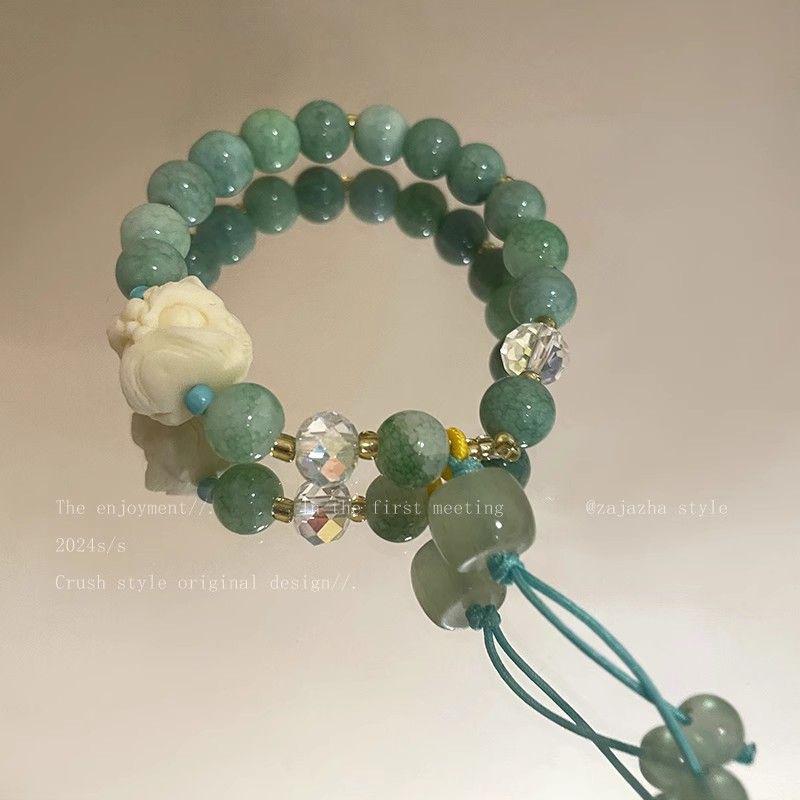 Elegant Beaded Butterfly Bracelet for Women - Chinese Style, High-End Ancient Design