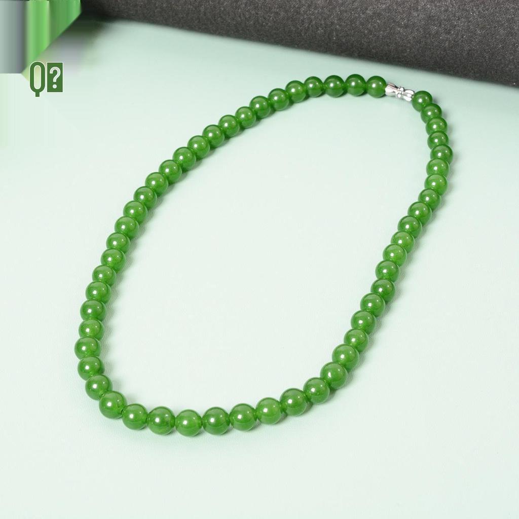 Spinach Green Quartzite and Taiwan Jade Beaded Necklace