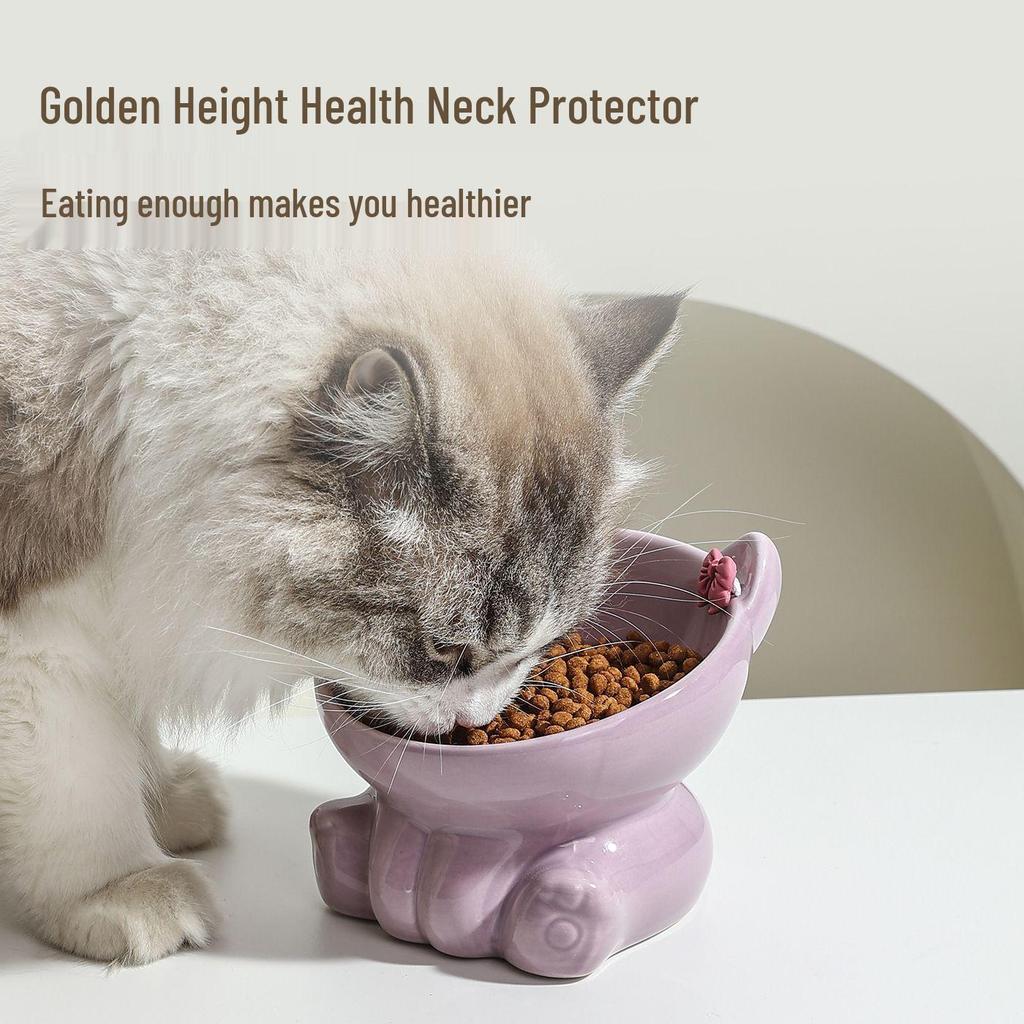 Ceramic Cat Food Bowl - Cute Pet Feeding Dish