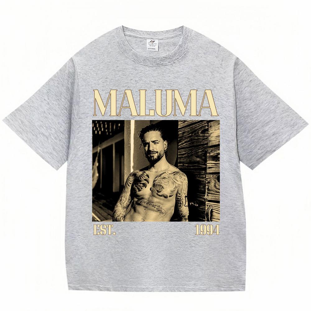 T-shirt Grafiche Rapper MALUMA da Uomo Hip Hop Stile Vintage Manica Corta Moda Gotica Cotone Oversize