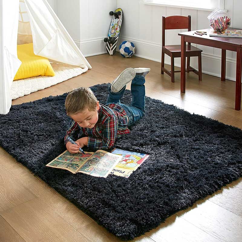 Plush Carpet For Living Room Sofa Floor Cushions  Modern Soft Fluffy Home Rug For Children s Bedroom Play Carpet Christmas Gifts 50x80cm чёрный