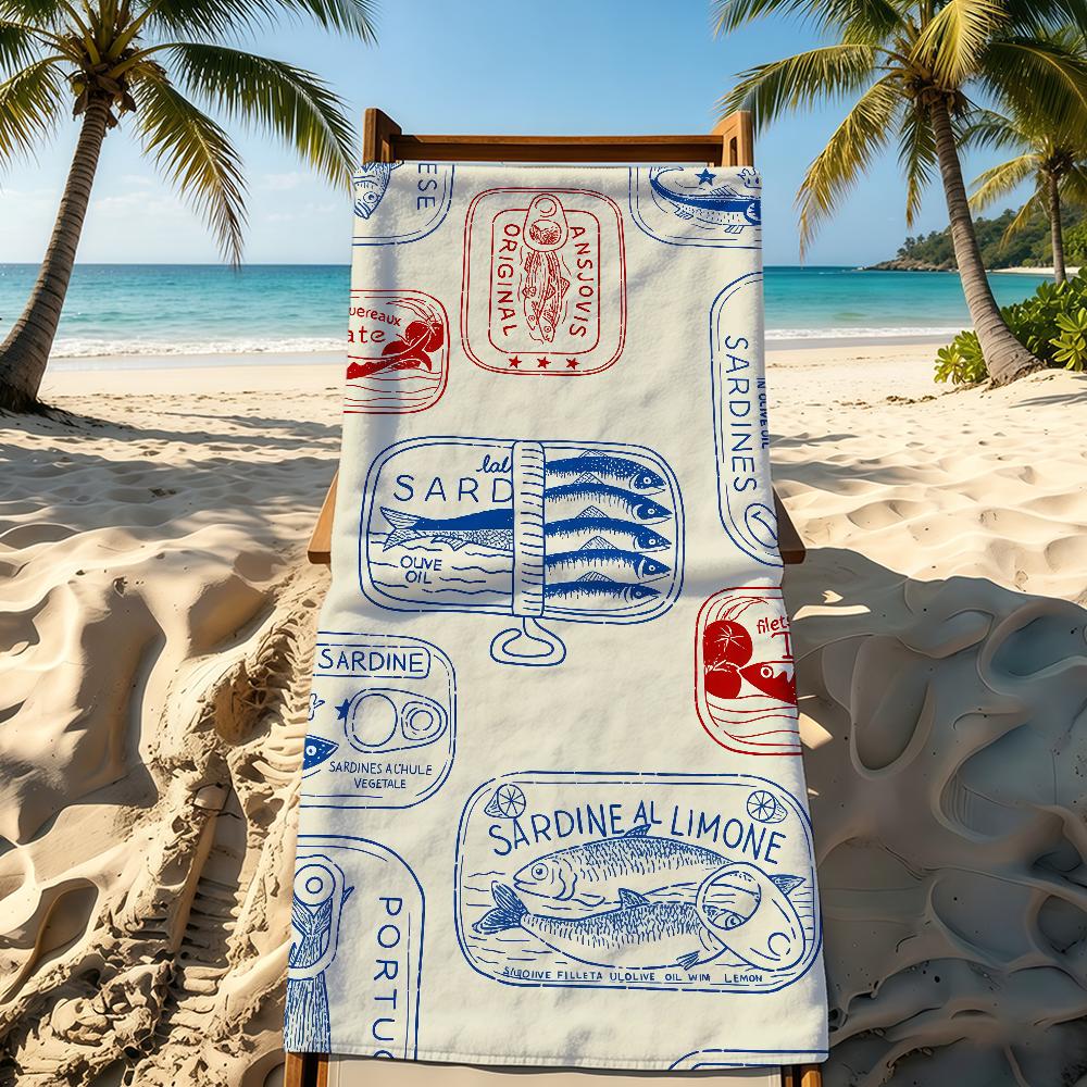 Colorful Sardines Towel For Outdoor Camping Beach Towel Super Absorbent Quick-Drying Summer Towel