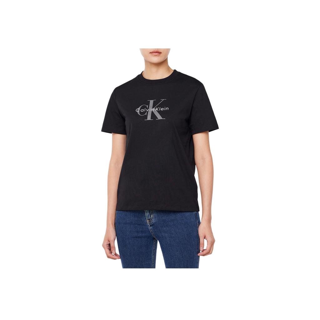 Calvin Klein Round Neck Letter Short Sleeve T-Shirt Women Tops Black 47B865G-UB1