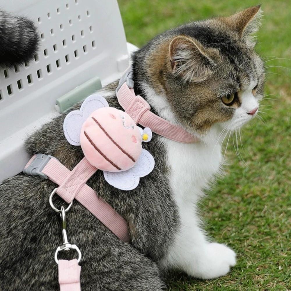 Pet Supplies Cartoon Bee Cat Harness Portable Breast Back Harness Pet Collar Adjustable Dog Harness Pet Walking