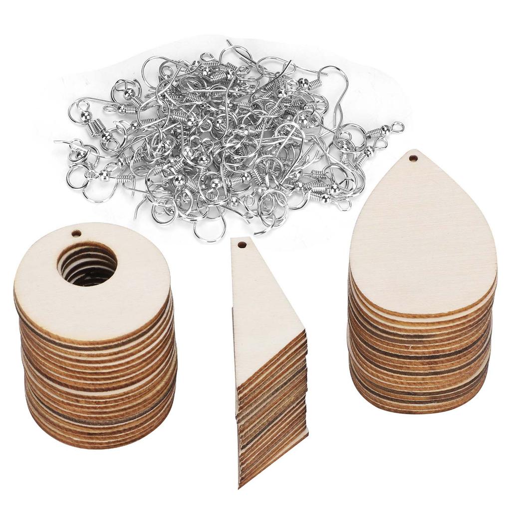 Wooden Earrings Unfinished Blank Teardrop DIY Pendants Stylish HandMade Supplies