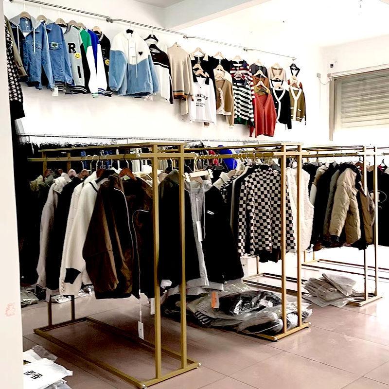 Double Row Floor-Standing Clothing Display Rack for Men & Women