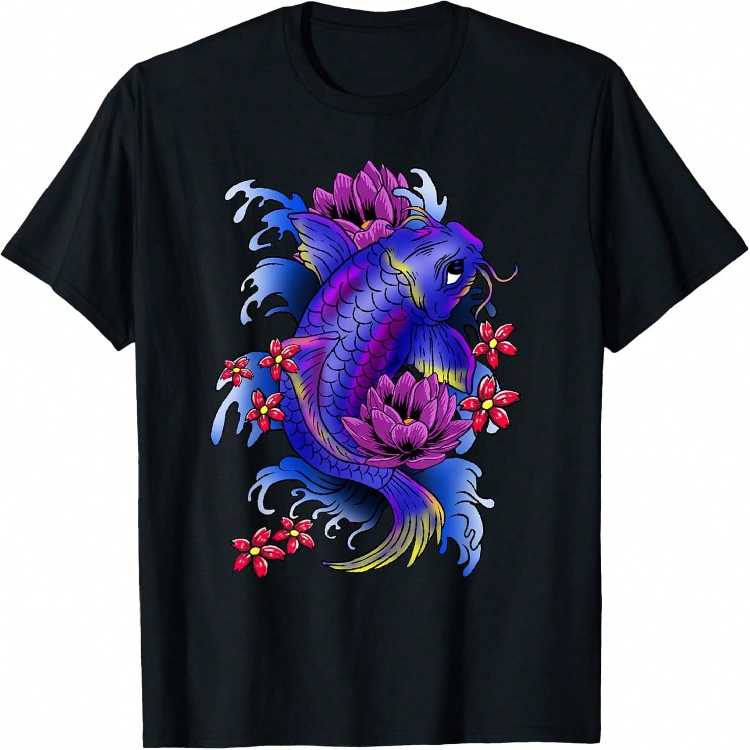 Koi Cherry Blossom Heart Love Peace Japanese Koi Carp T-Shirt S разноцветный