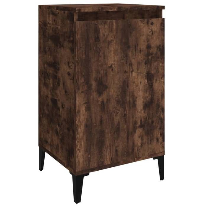 Table de chevet - Maison Exclusive - Chêne fumé - Bois d'ingénierie - 2 compartiments, pieds métal