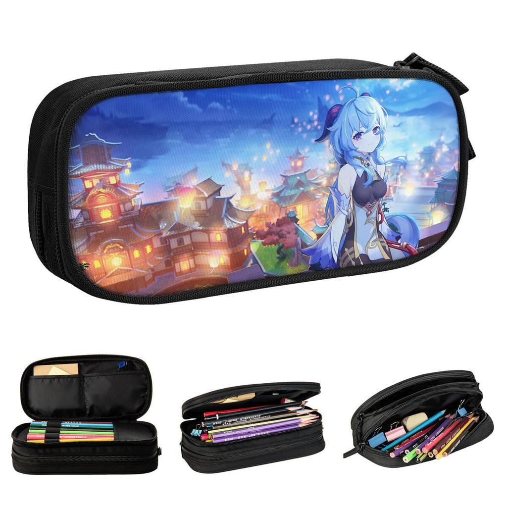 Sexy Ganyu Genshin Impact Pencil Case Anime Pencilcases Pen Holder for Girls Boys Bag Students School Gift Accessories