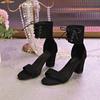 Sexy Peep Toe Women Sandals Square High Heels Pumps Platform Ankle Buckle Strap Cover Square High Heel Party Wedding Shose