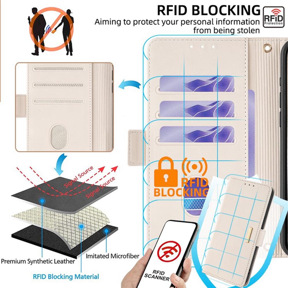 For Honor Magic8 Lite 5G/X9d 5G/X70 5G Case RFID Blocking Wallet PU Leather Phone Cover with Wrist Strap