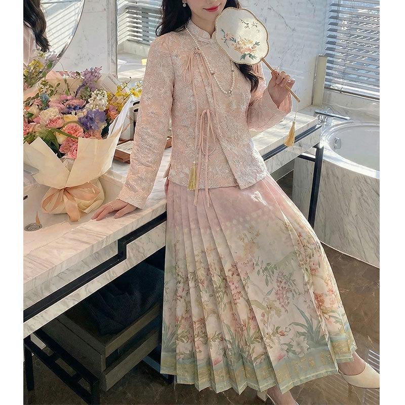 2025 Autumn/Winter Ming Style High-Waisted Ma Mian Skirt - Petite Friendly Hanfu Collection